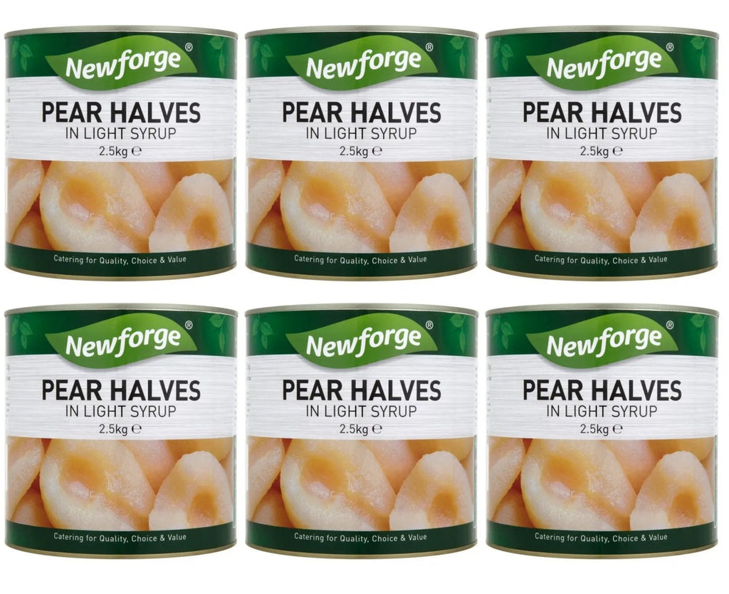 6 x Newforge Pear Halves In Light Syrup 2.5Kg