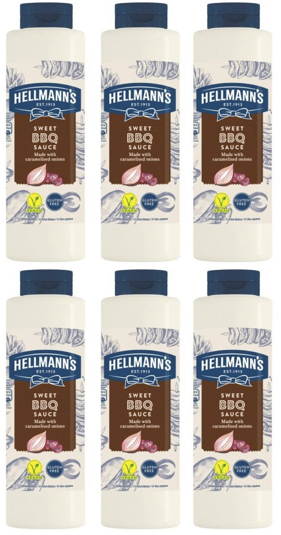 6 x Hellmanns Sweet Bbq Sauce 950G 850ml