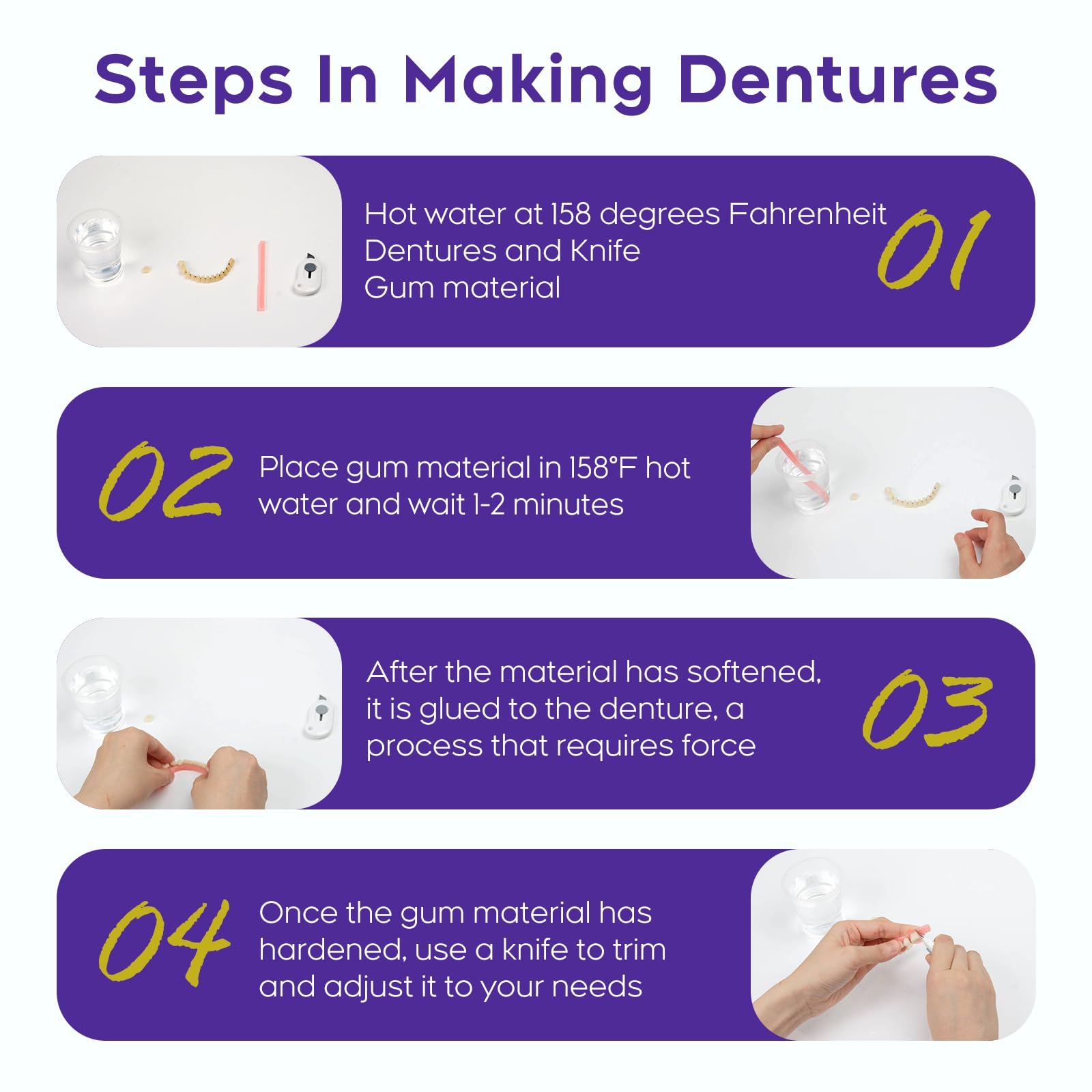 Denture DIY Full Set: Top & Bottom Fake Teeth Kit | Improve Your Smile 0806-1
