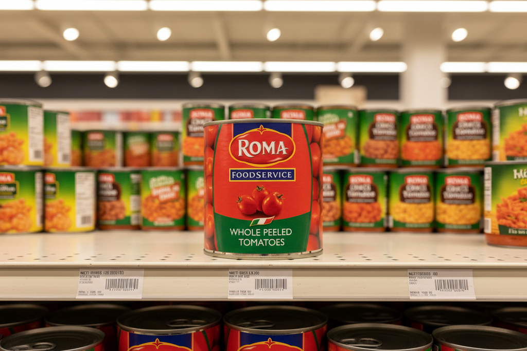6 x Roma Foodservice Whole Peeled Tomatoes 2.55Kg
