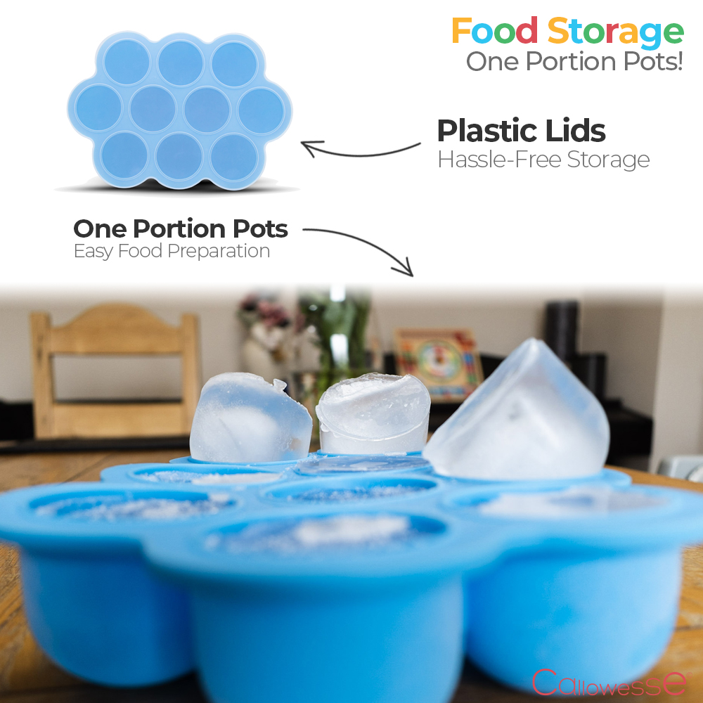 Callowesse Silicone Food Portion Storage Container & Lid – Blue