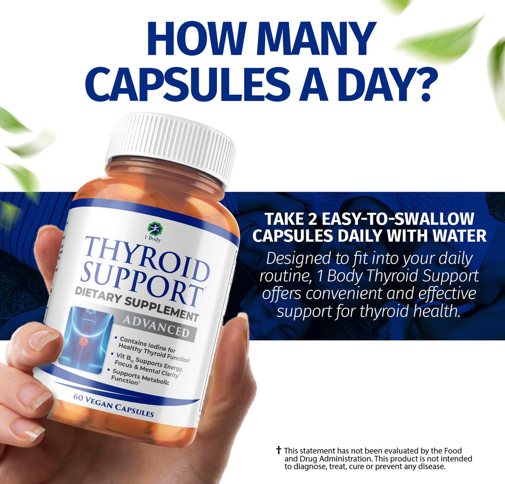 1 Body Thyroid Support Supplement – 90-Day, 3 Pack (Non-GMO Vegetarian)