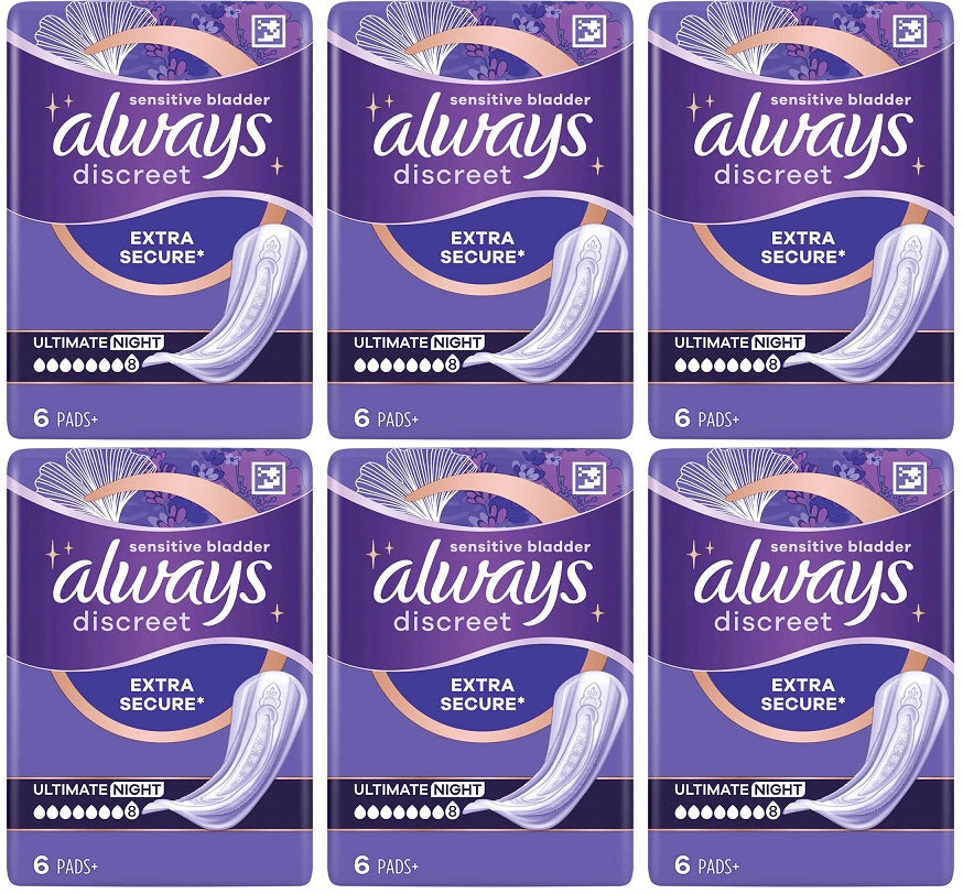 6 x Always Discreet Ultimate Night - 6 PACK