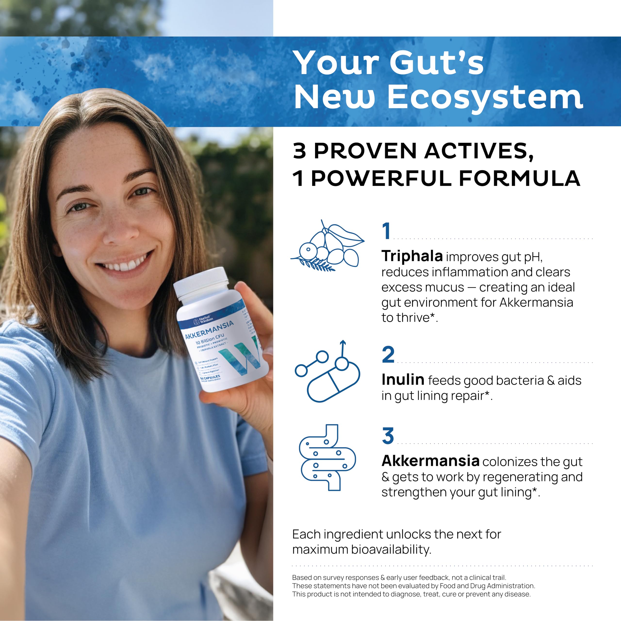 Akkermansia Muciniphila Probiotic + Triphala – 10B CFU | 3 Month Supply