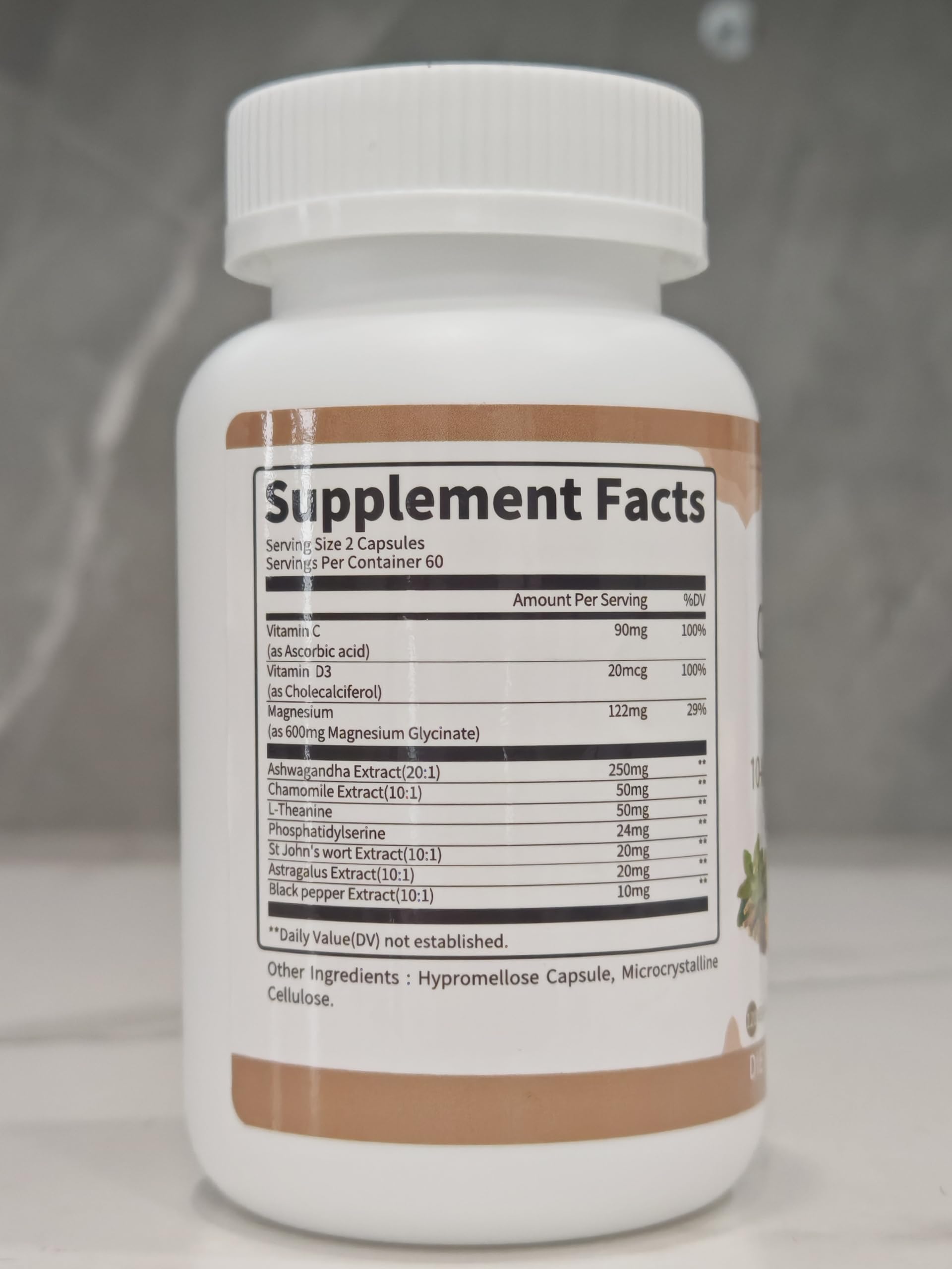 10-in-1 Cortisol Support Supplement – Vegan 120 Capsules | Ashwagandha, L-Theanine, Magnesium