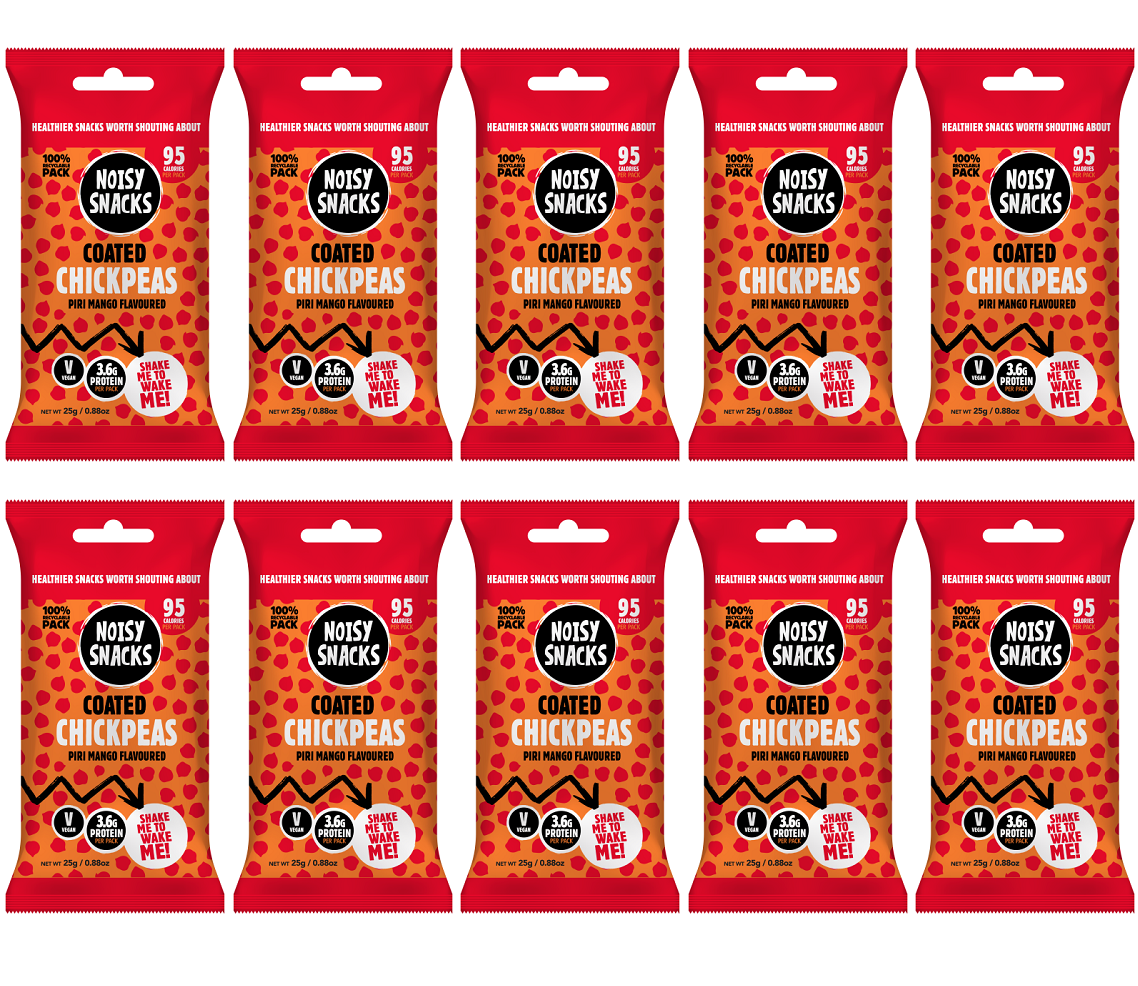 10 x Noisy Snacks Coated Chickpeas Piri Mango - 25g