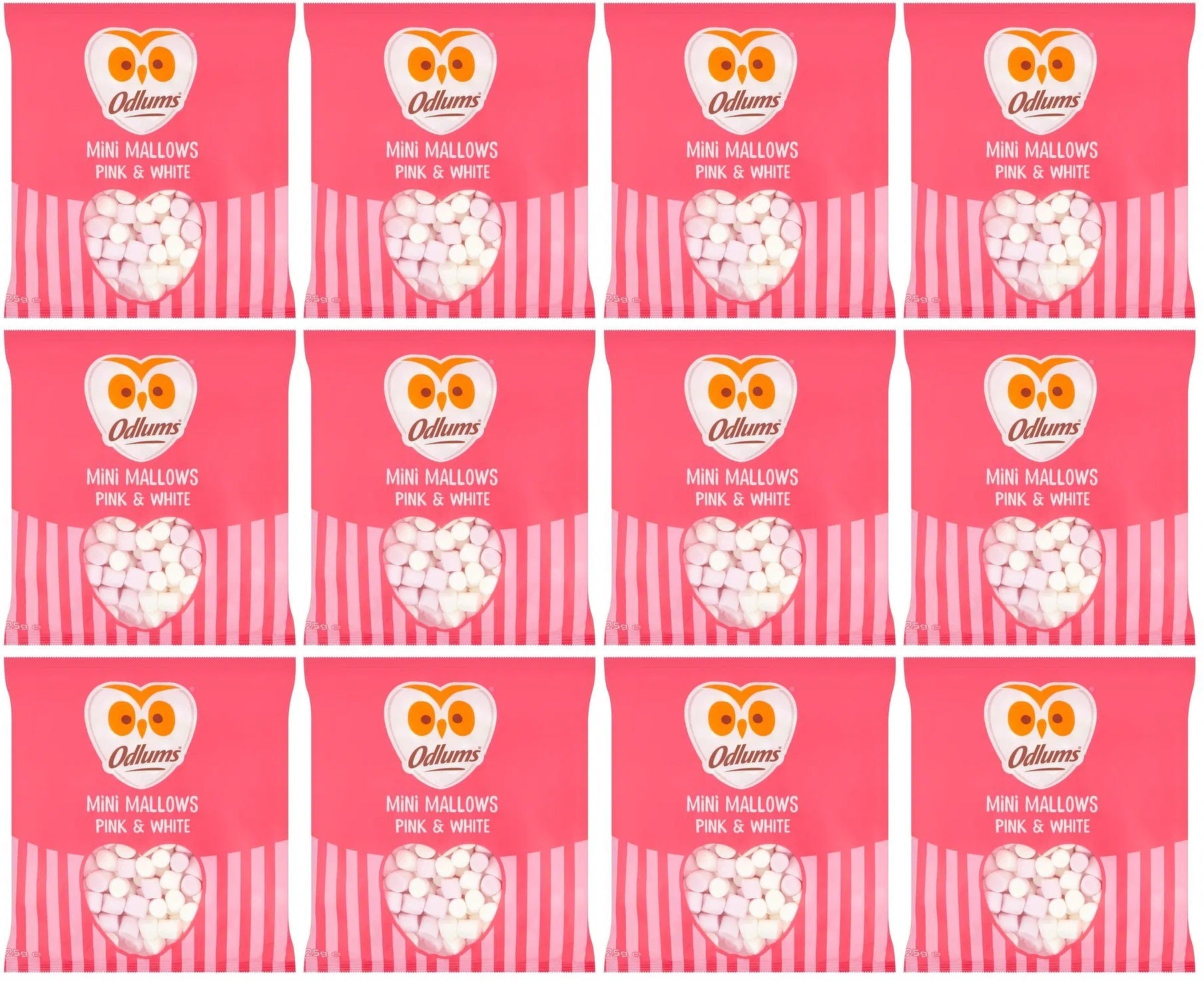 12 x Odlums Mini Mallows Pink & White 125G