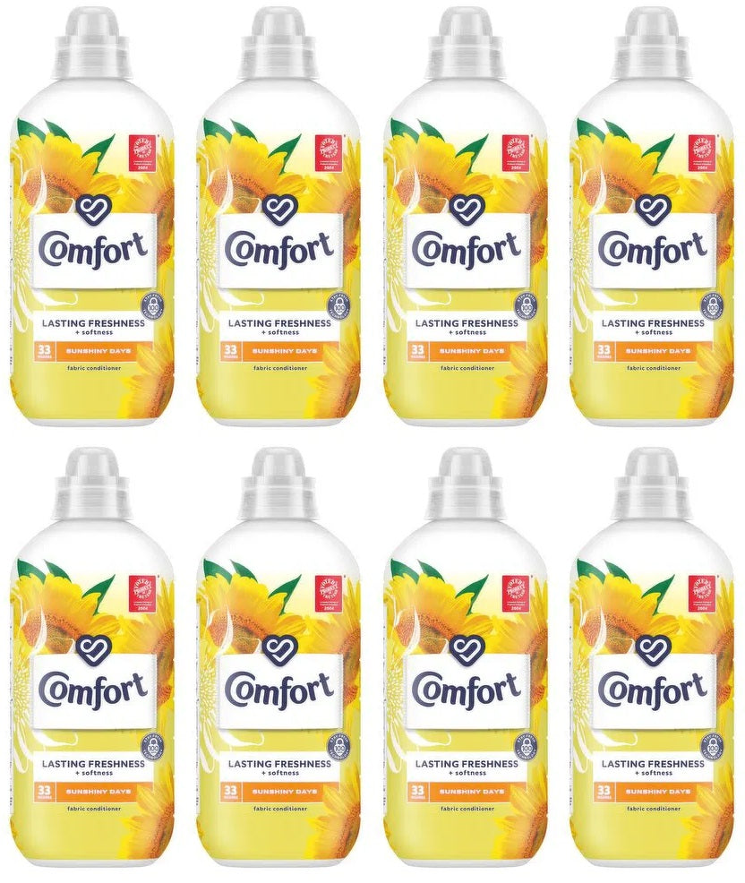 8 x Comfort  Fabric Conditioner Sunshiny Days 33 Washes (990 Ml)