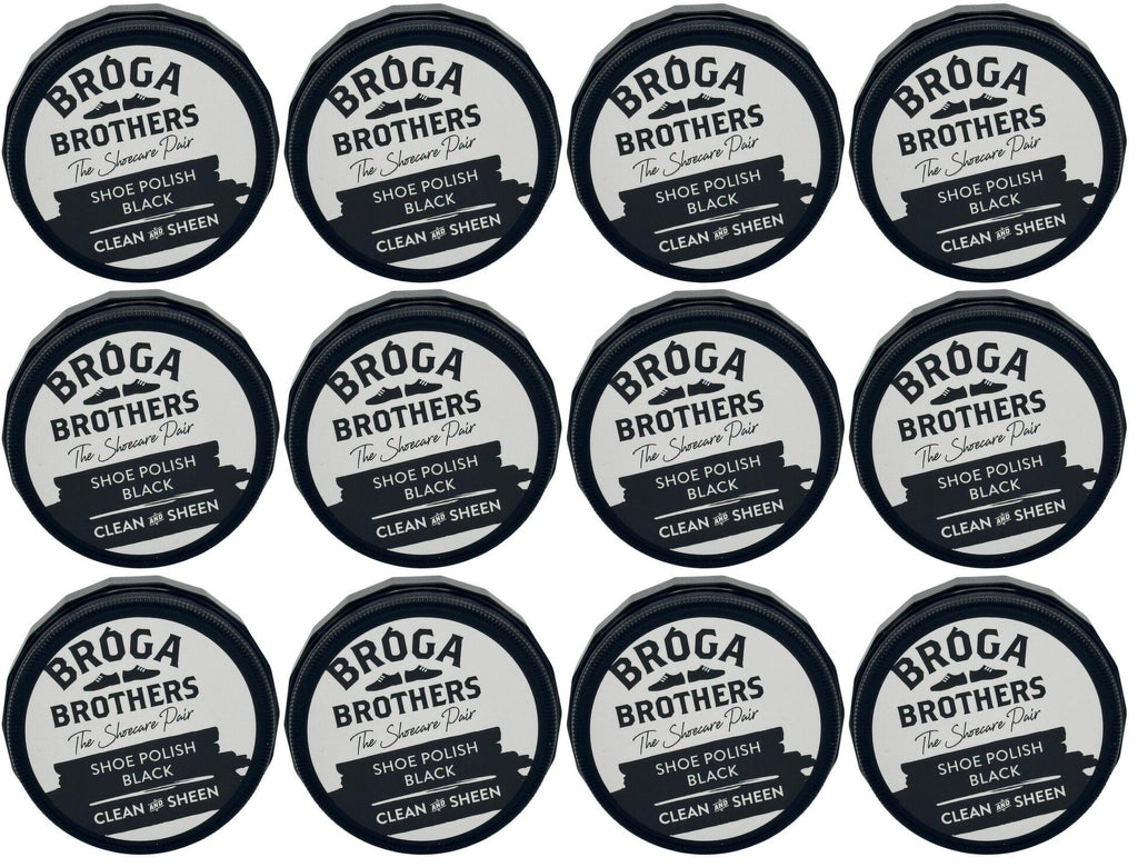 12 x Broga Brothers Black Shoe Polish Wax