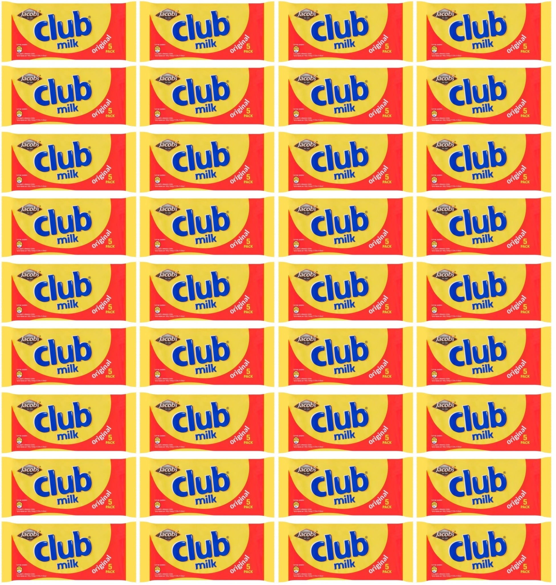 36 x Jacob's Club Milk Original 5 X 22G (110G)