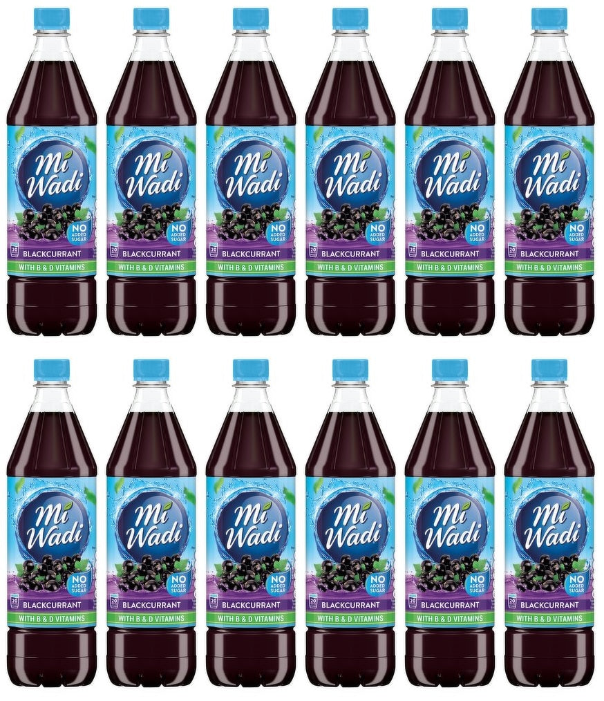 12 x Mi Wadi Blackcurrant NAS With B & D Vitamins 1L
