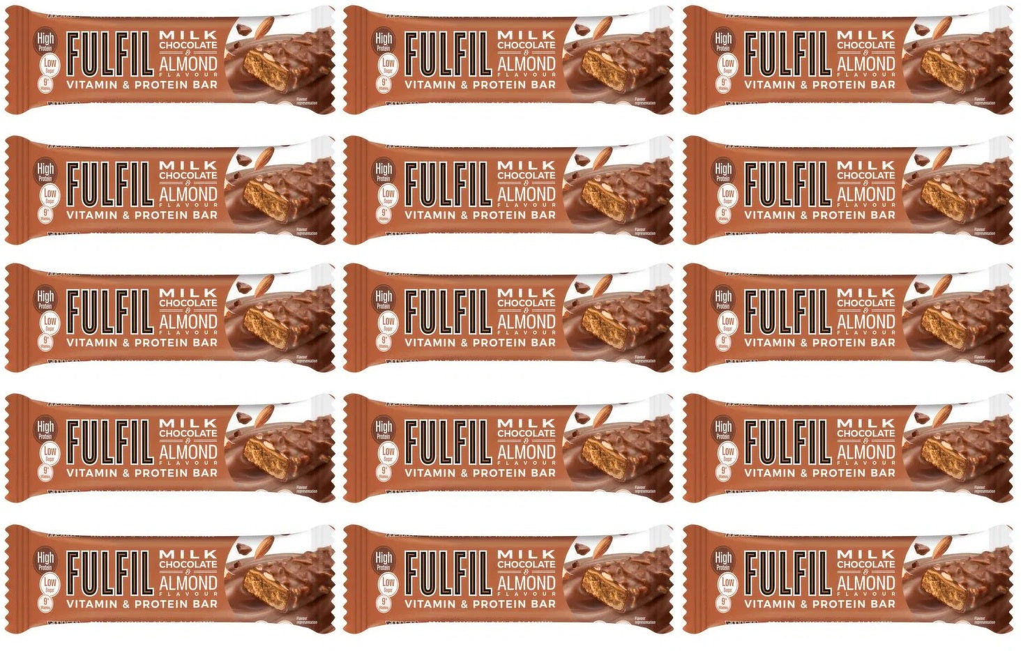 15 x Fulfil Milk Chocolate & Almond Flavour Vitamin & Protein Bar 55G