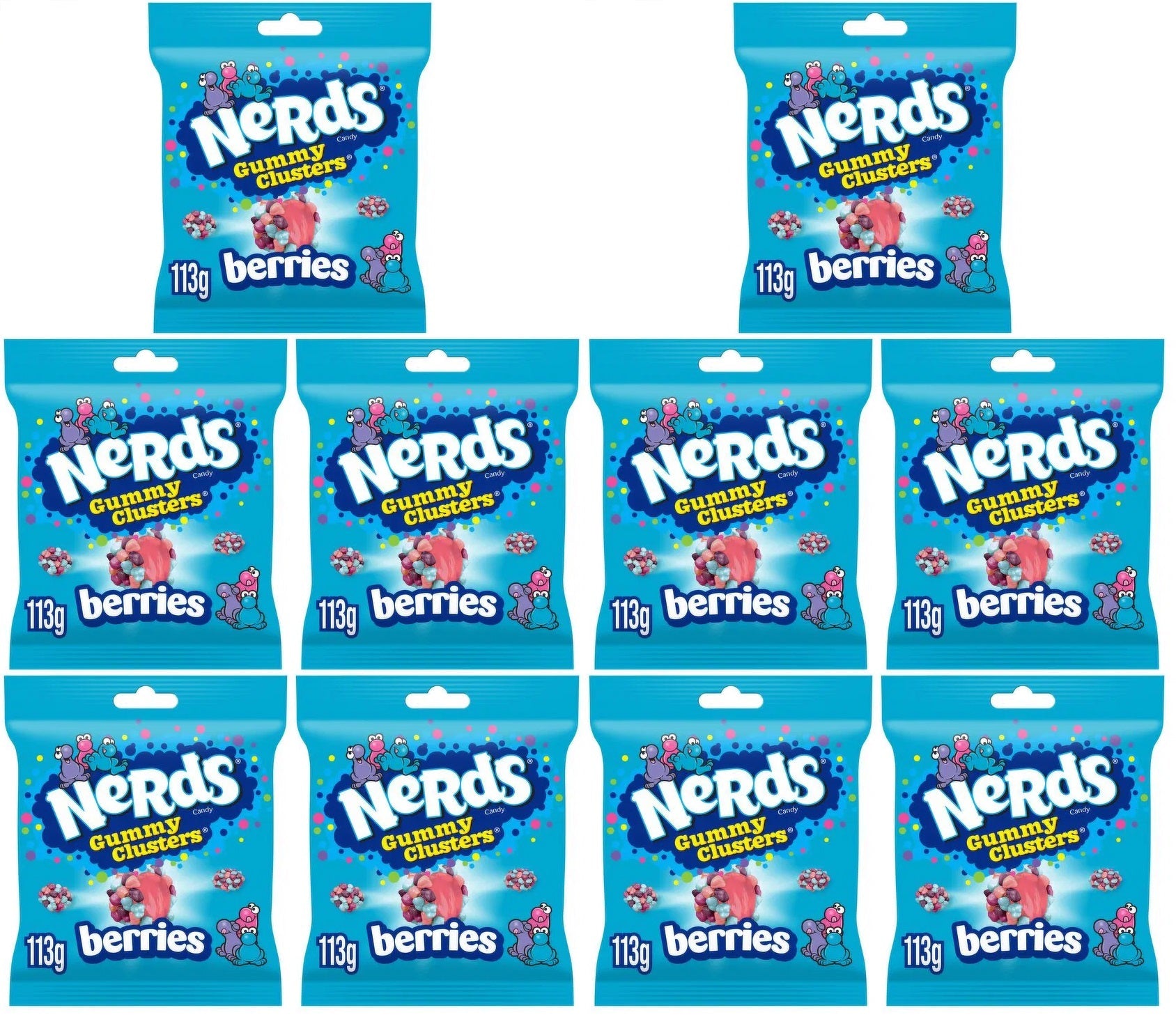10 x Nerds Berries Fruit-Flavour Candy Gummy Clusters 113G
