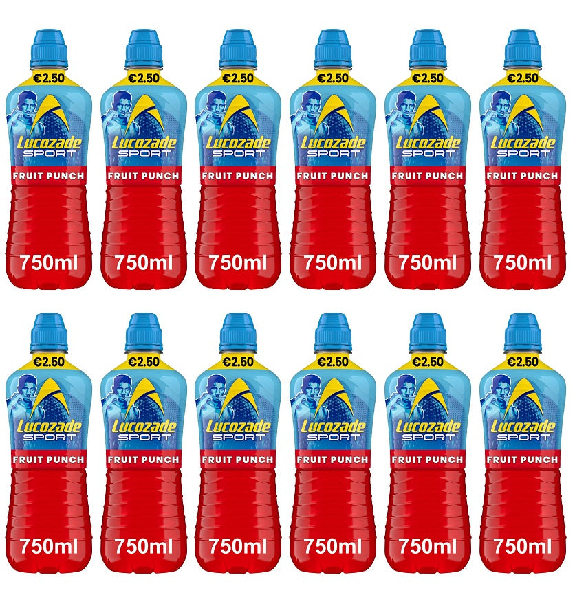 12 x Lucozade Sport Drink Fruit Punch 750Ml