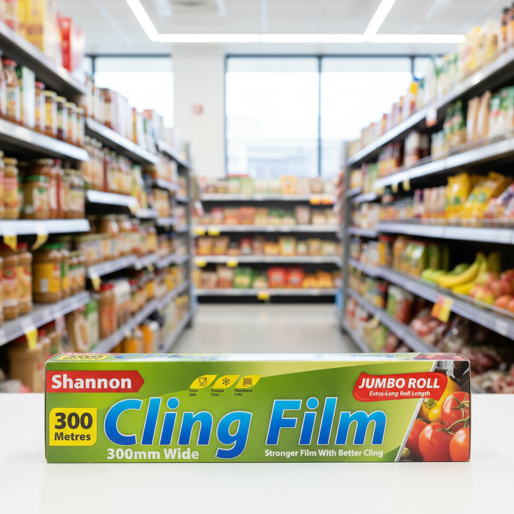 12 x Shannon Cling Film Jumbo Roll 300Mm X 300M