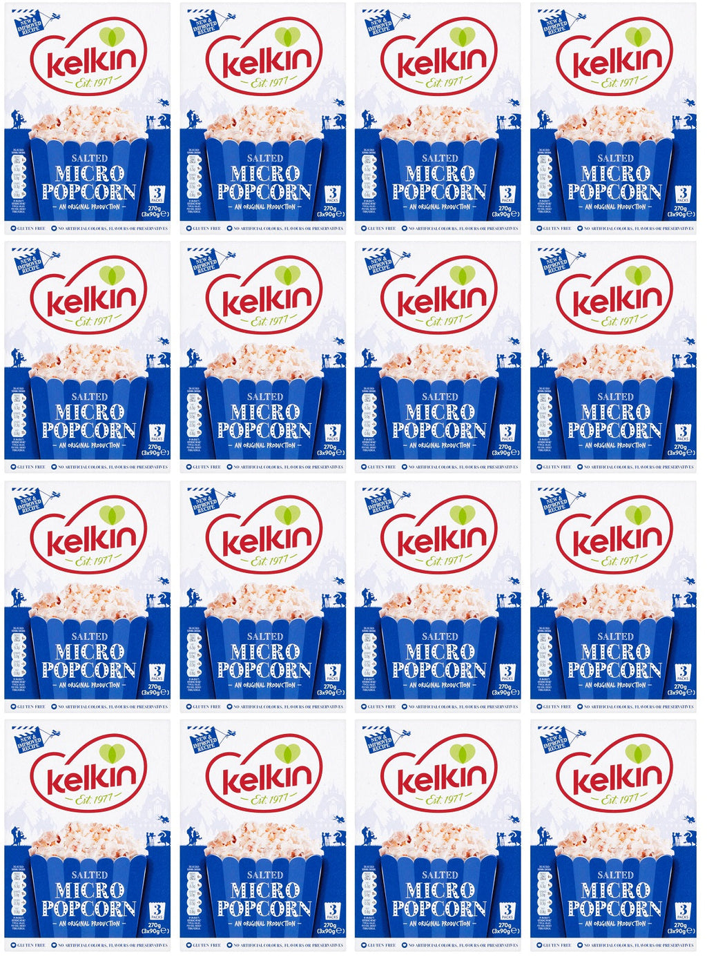 16 x Kelkin Salted Micro Popcorn 3 X 90G (270G)