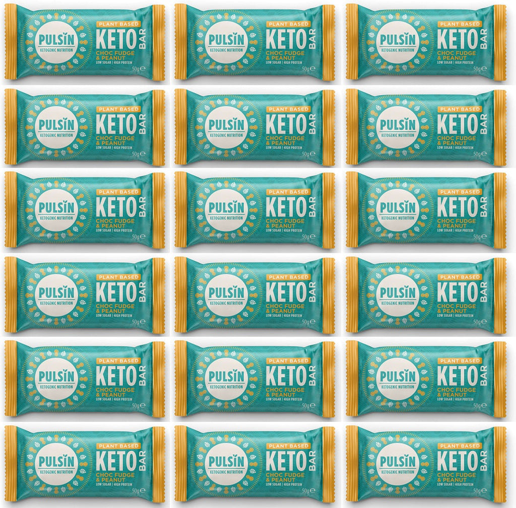 18 x Pulsin Choc Fudge & Peanut Keto Bar - 50g