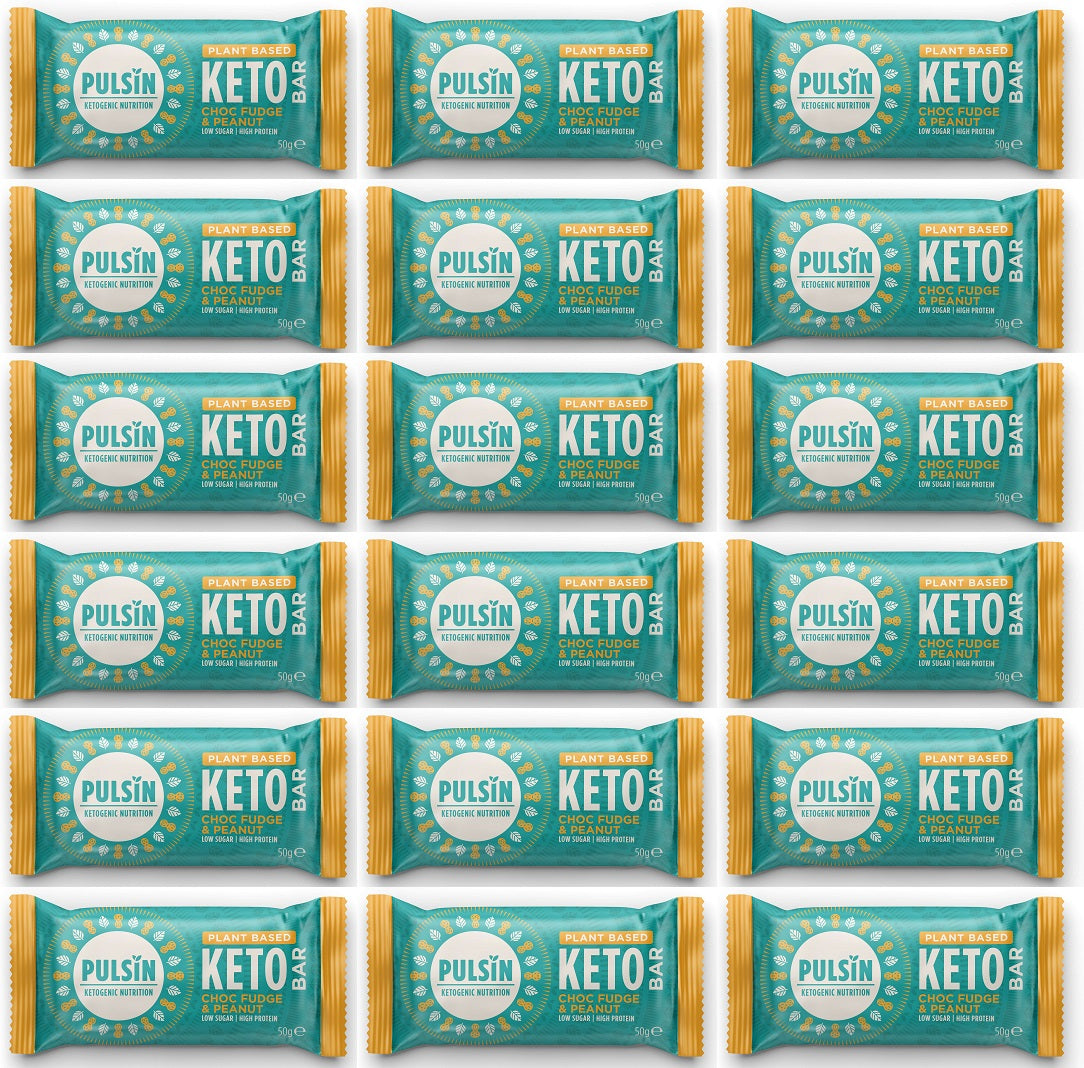 18 x Pulsin Choc Fudge & Peanut Keto Bar - 50g