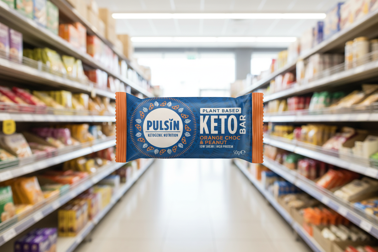 18 x Pulsin Choc Orange & Peanut Keto Bar - 50g