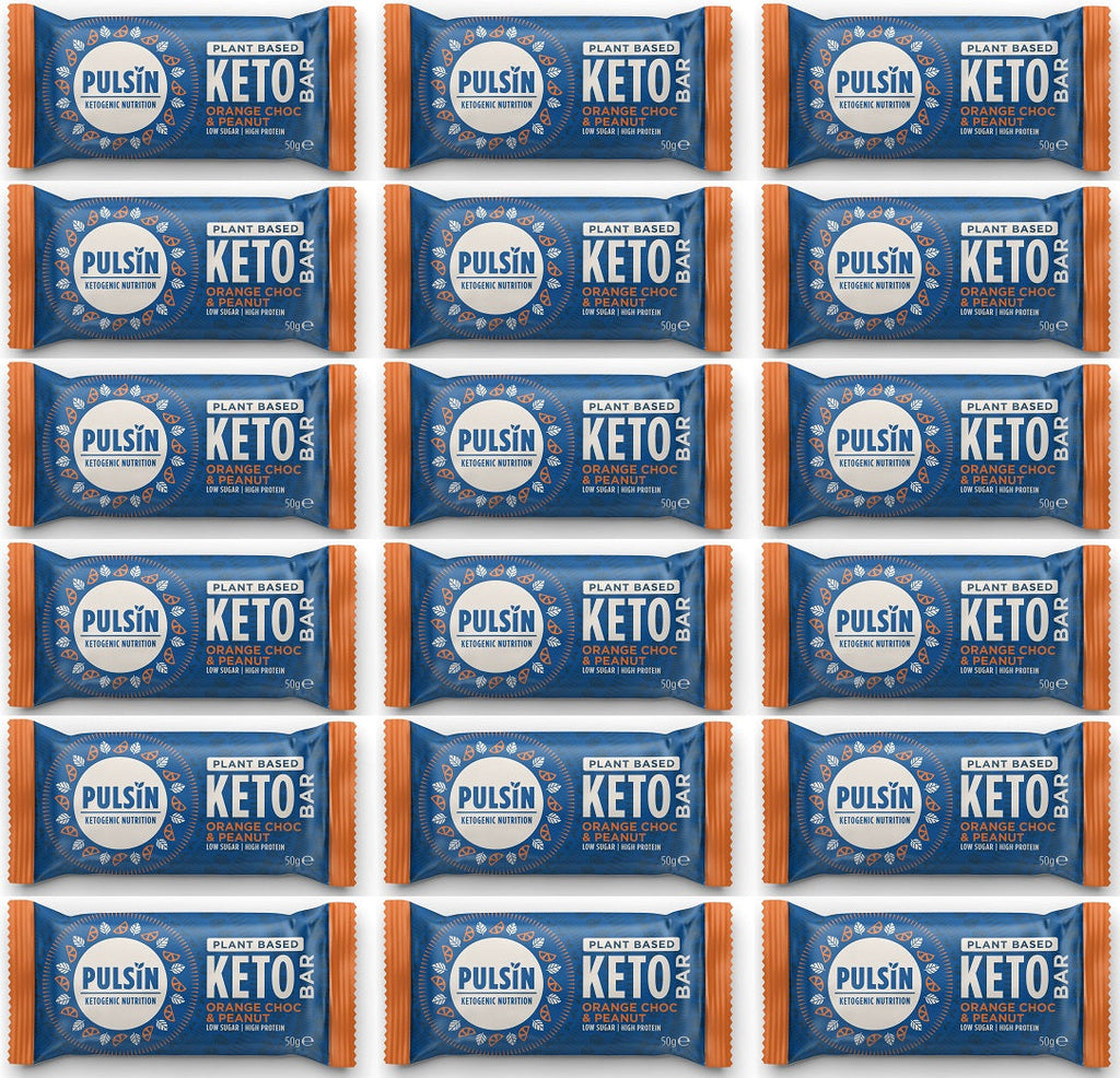 18 x Pulsin Choc Orange & Peanut Keto Bar - 50g