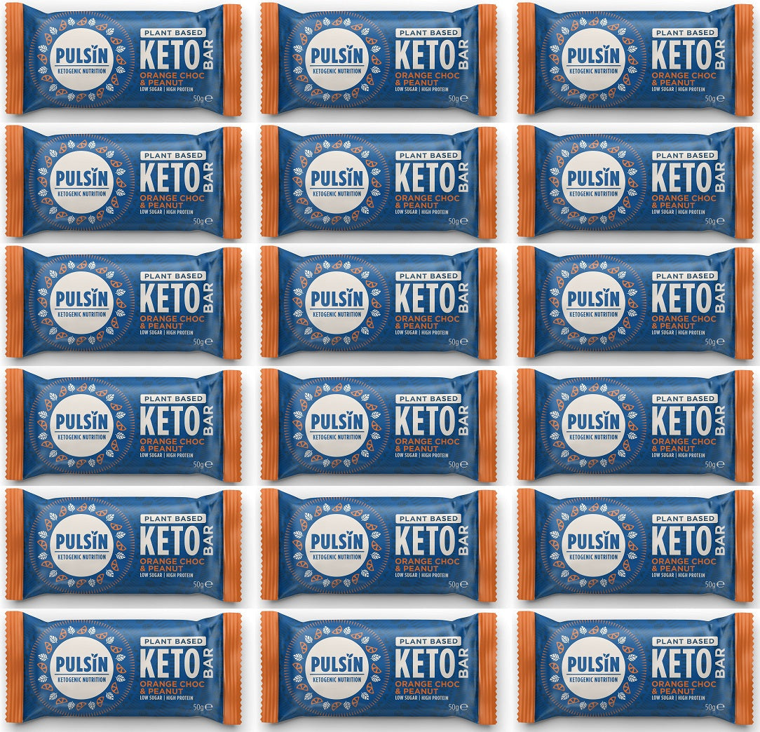 18 x Pulsin Choc Orange & Peanut Keto Bar - 50g