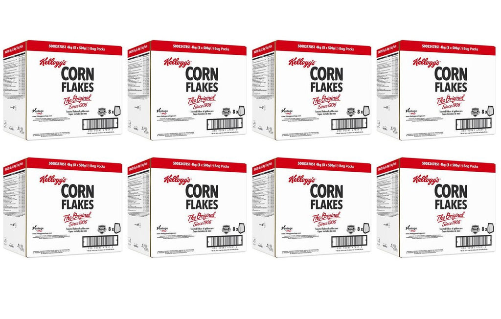 8 x Kellogg's Corn Flakes Cereal Bag Pack 8 X 500G (4Kg)