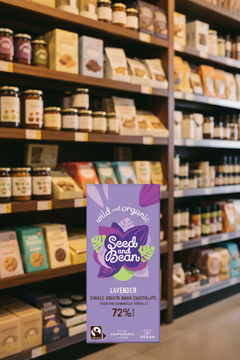 10 x Seed & Bean Dark 72% Fairtrade & Org Lavender Bar - 75g