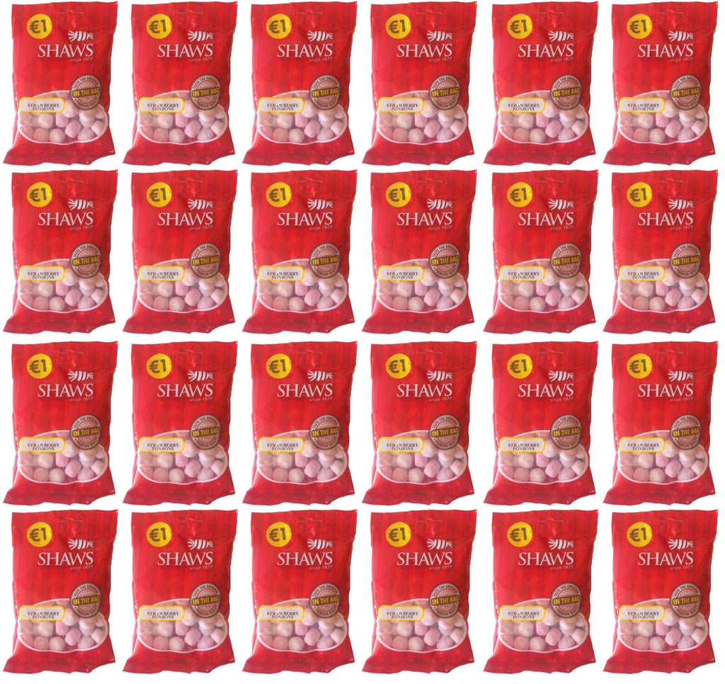 24 x Shaws Strawberry Bonbons 100Gm