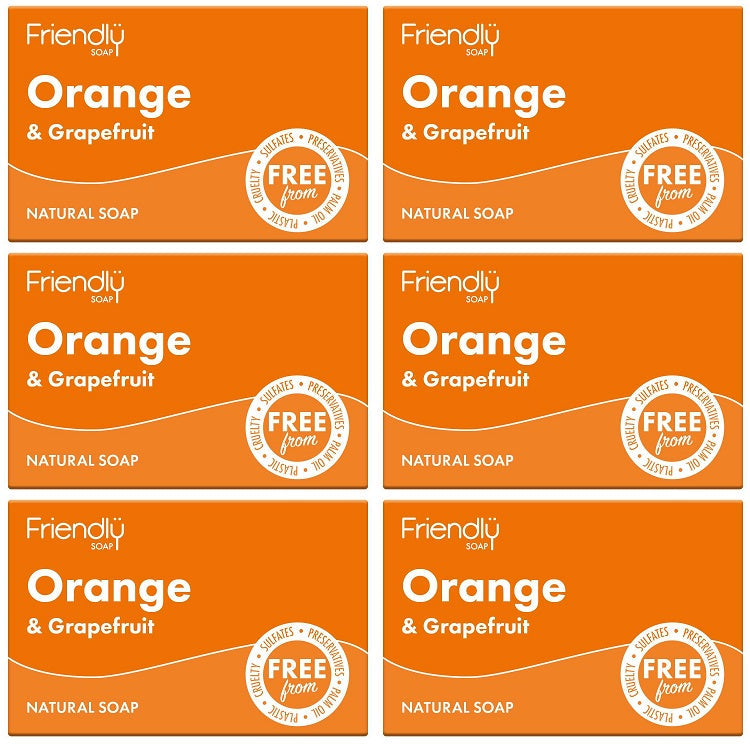 6 x Friendly Soap Orange & Grapefruit Soap - 95g