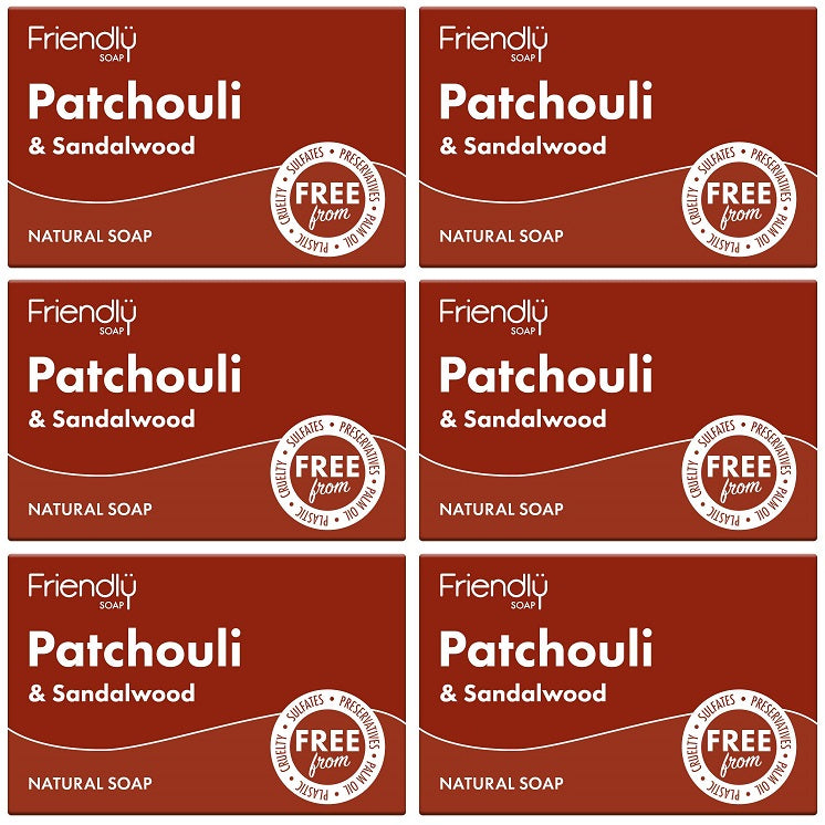 6 x Friendly Soap Patchouli & Sandalwood Soap - 95g