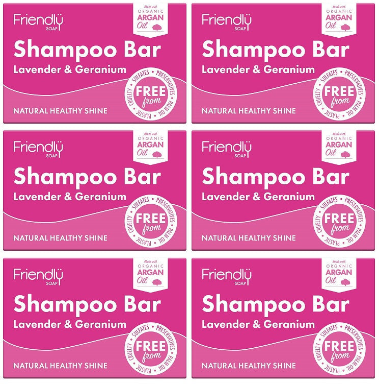 6 x Friendly Soap Lavender & Geranium Shampoo Bar - 95g