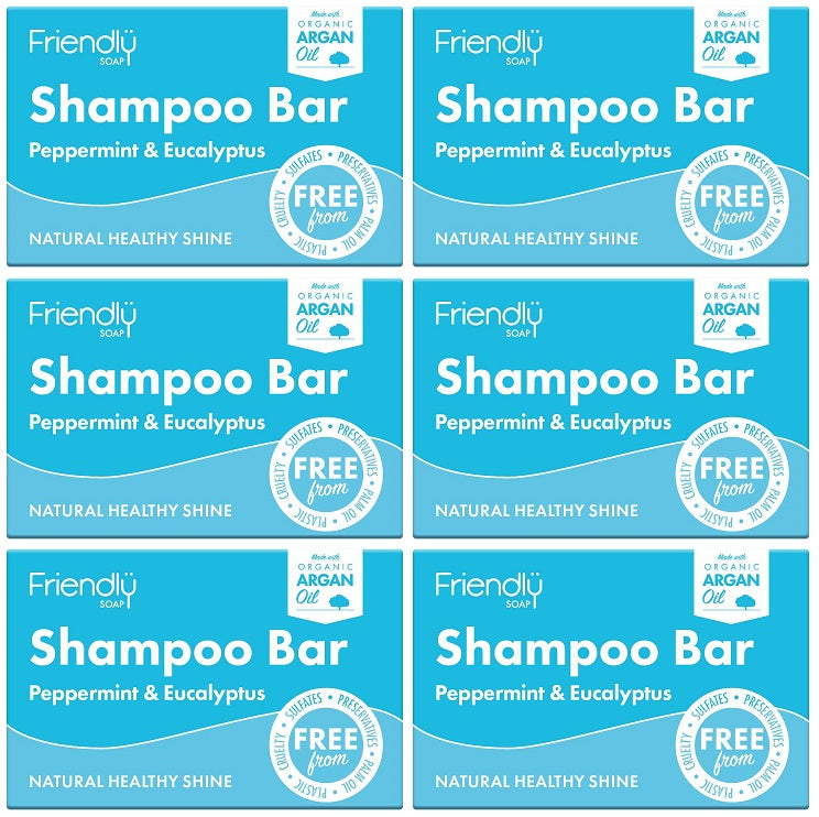 6 x Friendly Soap Peppermint & Eucalyptus Shampoo Bar - 95g
