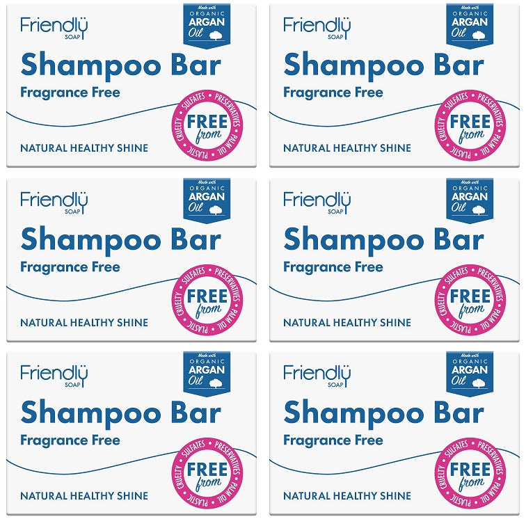6 x Friendly Soap Fragrance Free Shampoo Bar - 95g