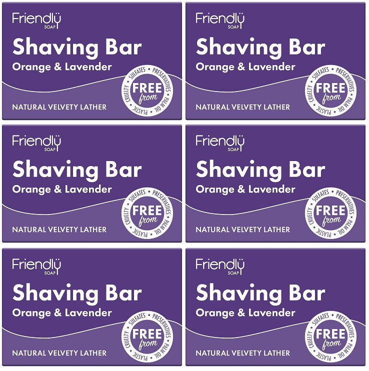 6 x Friendly Soap Orange & Lavender Shaving Bar - 95g