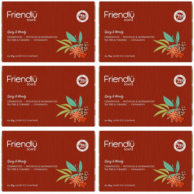 6 x Friendly Soap Soap Selection - Spicy & Woody - 420g