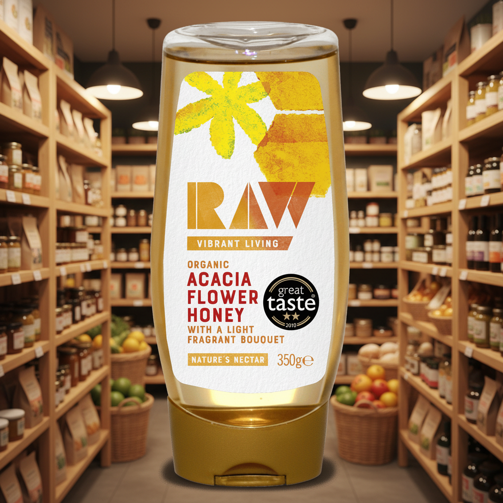 Raw Vibrant Living Org Acacia Flower Honey Squeezy - 350g