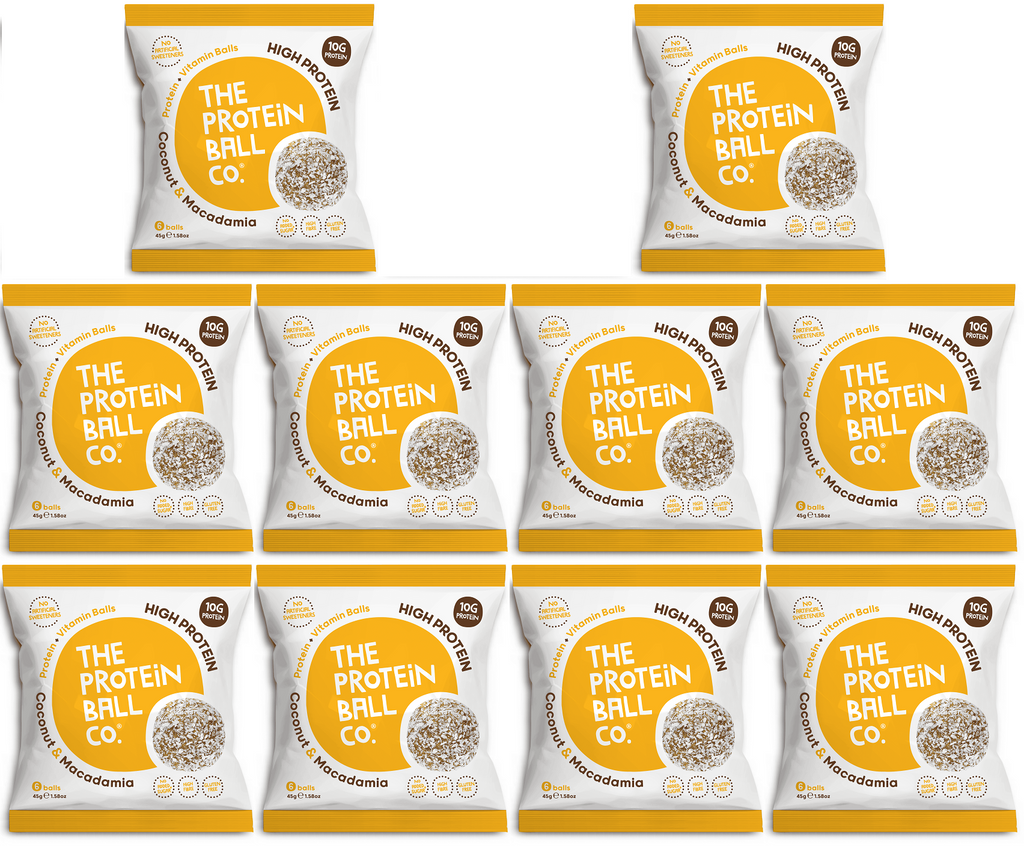 10 x The Protein Ball co C/nut Macadamia Pro + Vit Balls - 45g