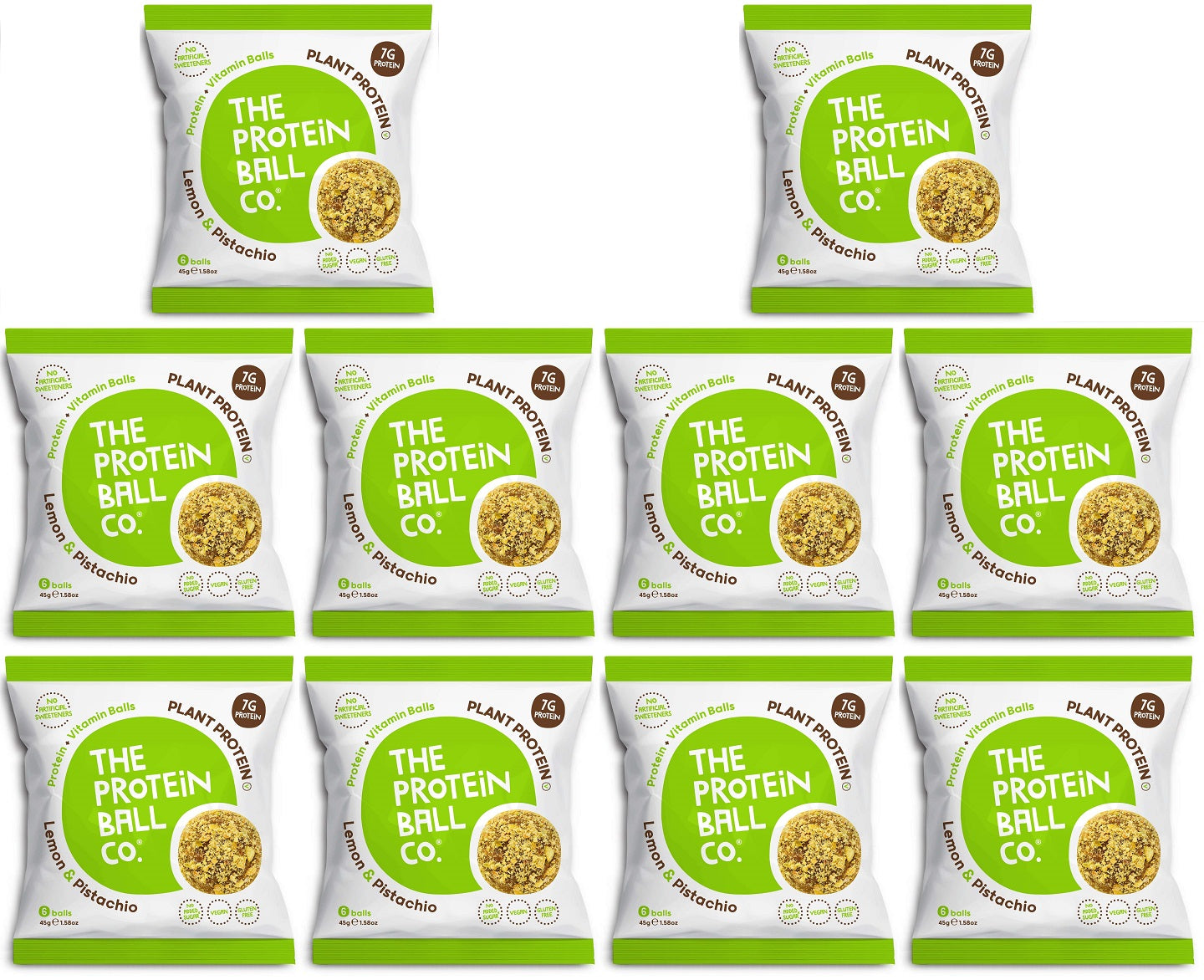 10 x The Protein Ball co Lemon Pistachio Pro + Vit Balls - 45g