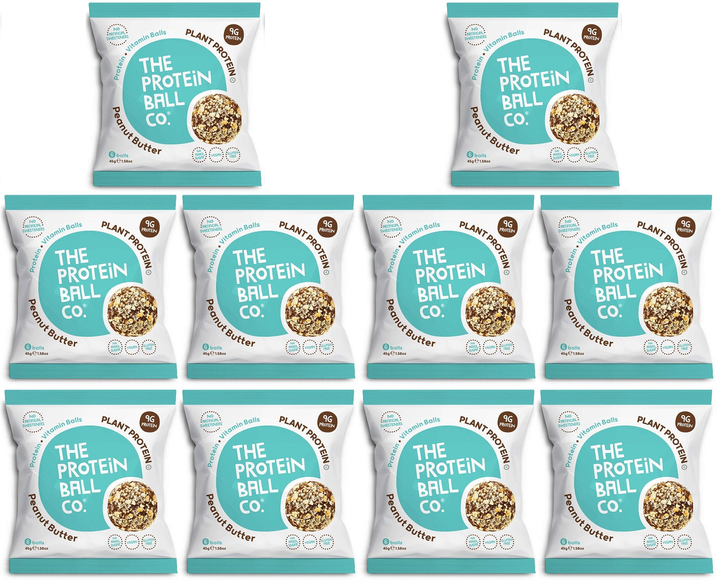 10 x The Protein Ball co Peanut Butter Pro + Vit Balls - 45g