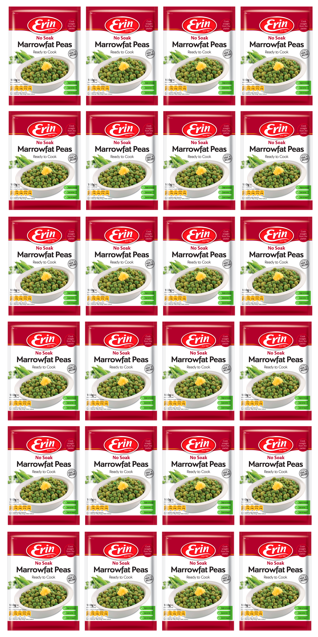 24 x Erin No Soak Marrowfat Peas 100G