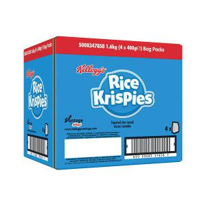 4 x Kellogg's Rice Krispies Bag Pack X 400G (1.6Kg)