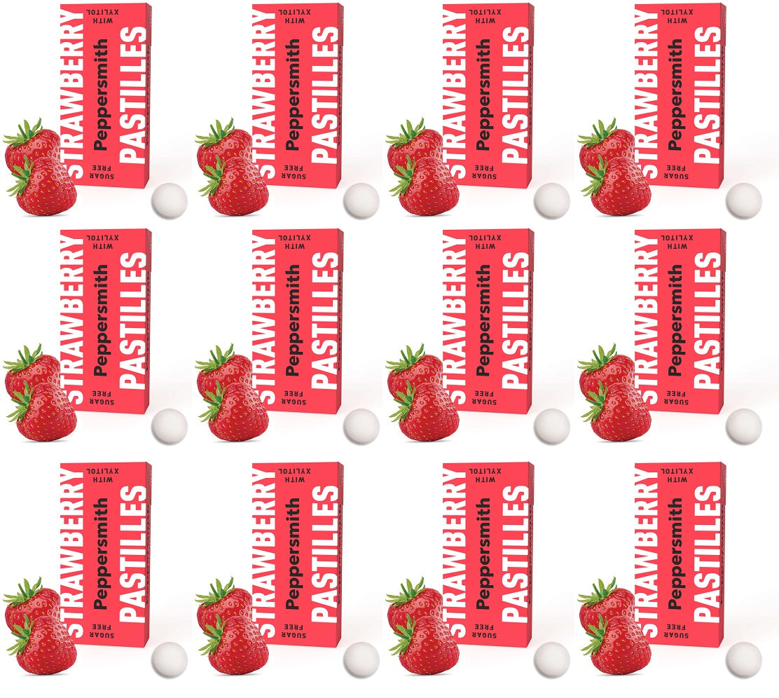 12 x Peppersmith Strawberry Pastilles - 15g