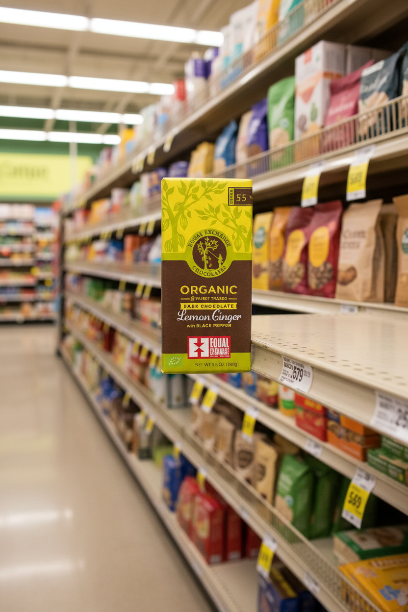 Equal Exchange Org Lemon Ginger Choc B/Pepper 55% - 100g