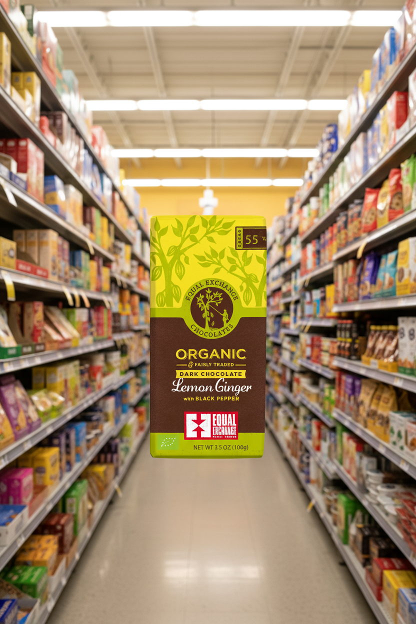 Equal Exchange Org Lemon Ginger Choc B/Pepper 55% - 100g