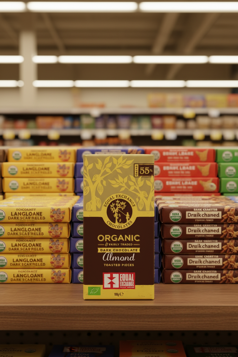 Equal Exchange Organic Dark Choc Almonds 55% - 100g
