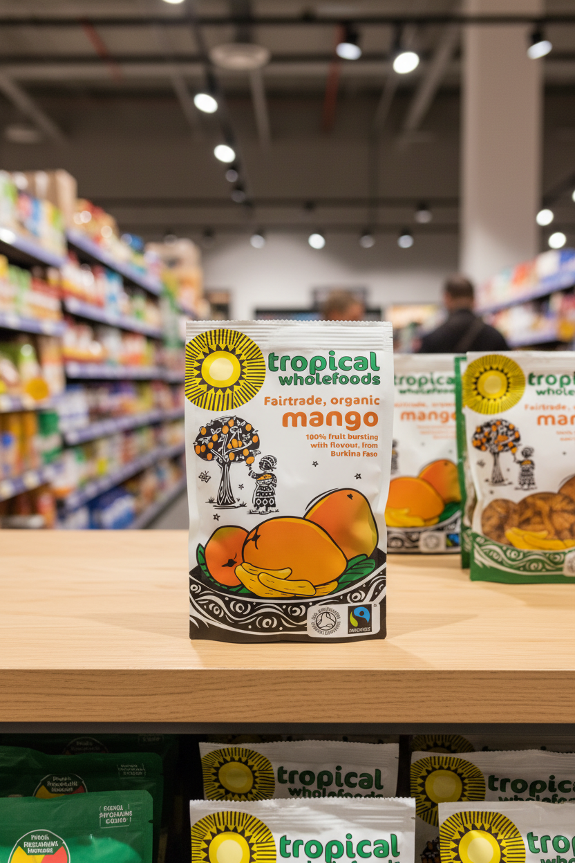 14 x Tropical Wholefoods Fairtrade Organic Mango  - 100g