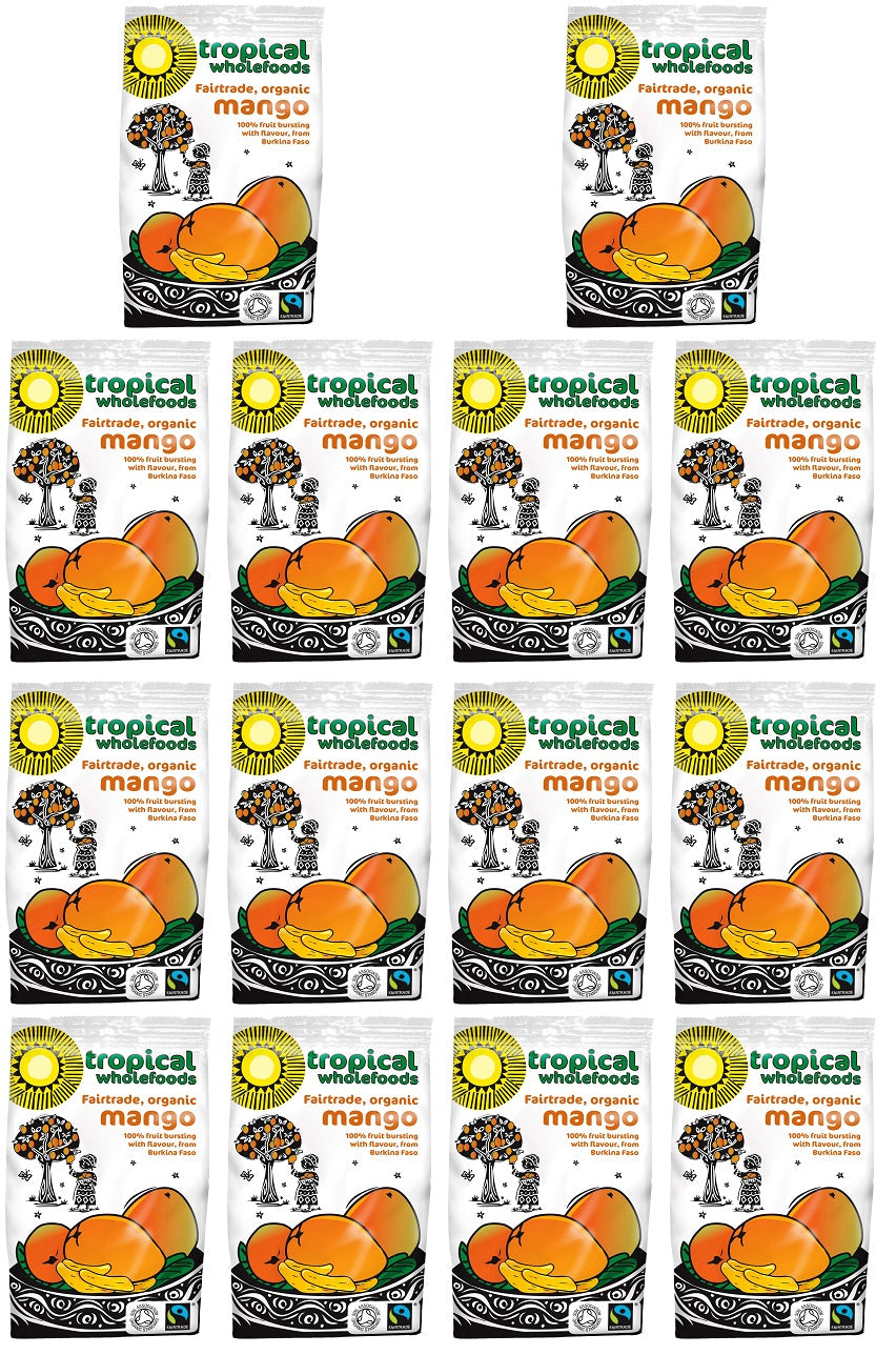 14 x Tropical Wholefoods Fairtrade Organic Mango  - 100g