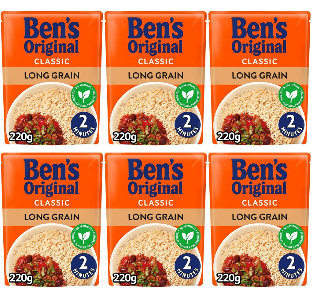 6 x Ben's Original Long Grain Microwave Rice 220G