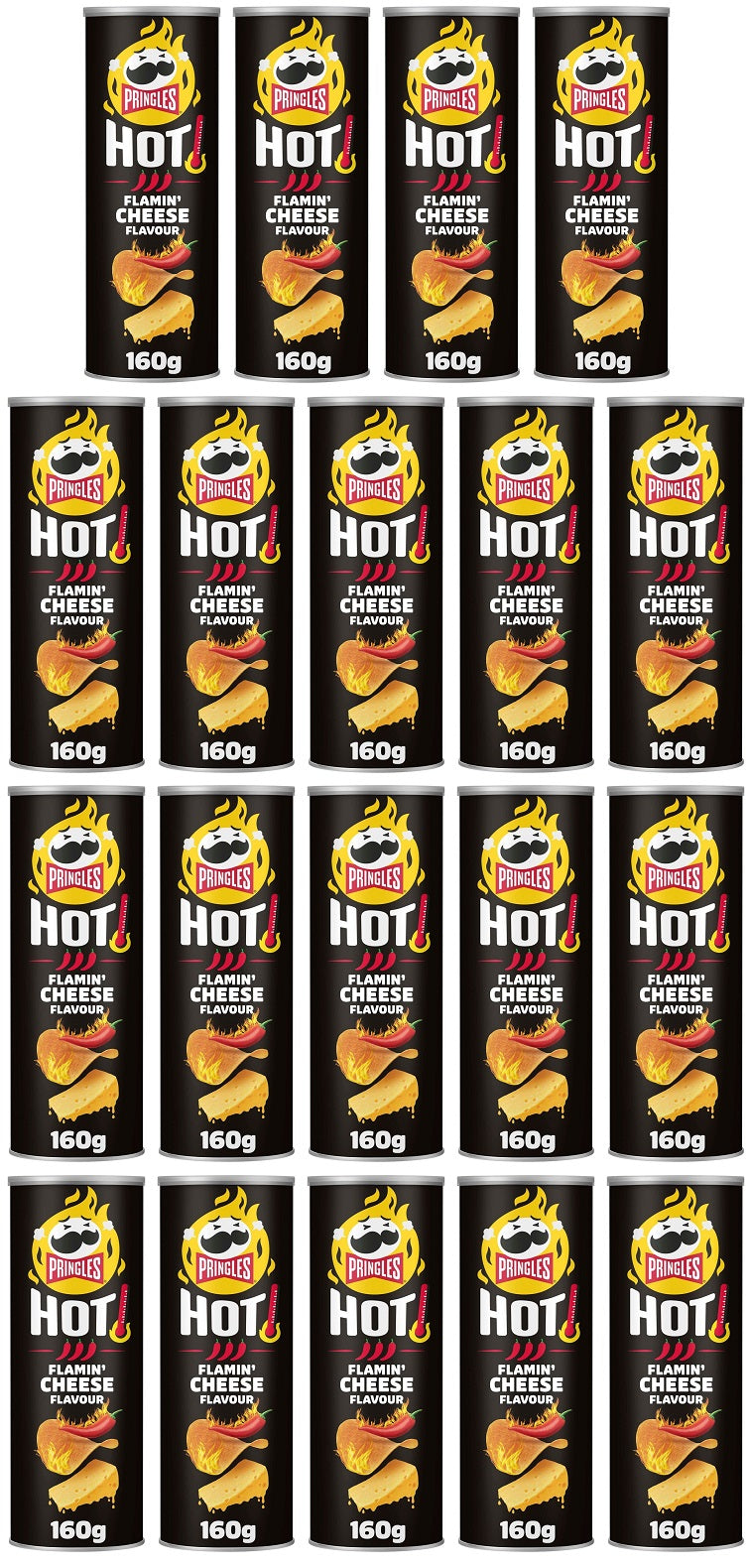 19 x Pringles Hot Flamin  Cheese Flavour 160G
