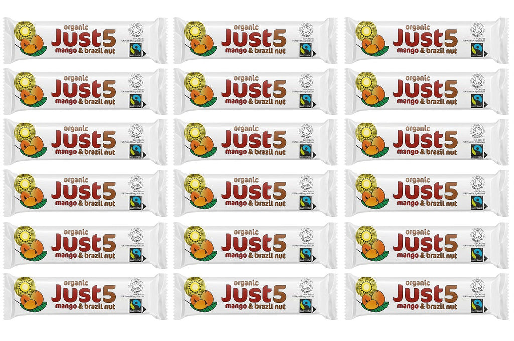 18 x Tropical Wholefoods Just 5 FT Org Mango & Brazil - 40g